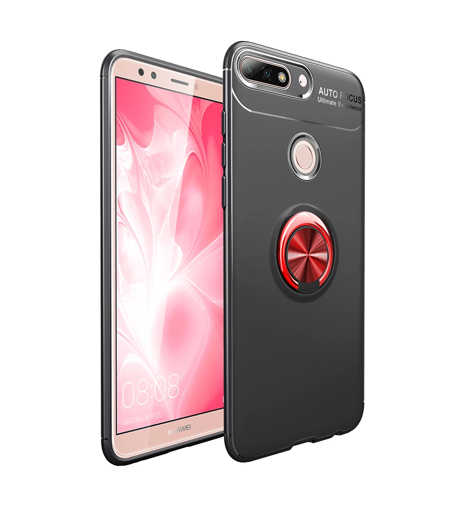 Матовый мягкий силиконовый держатель чехол для huawei Y9 honor 8C 7C Y7 7A Y6 Y5 чехол 360 Вращающийся Магнитный чехол из ТПУ