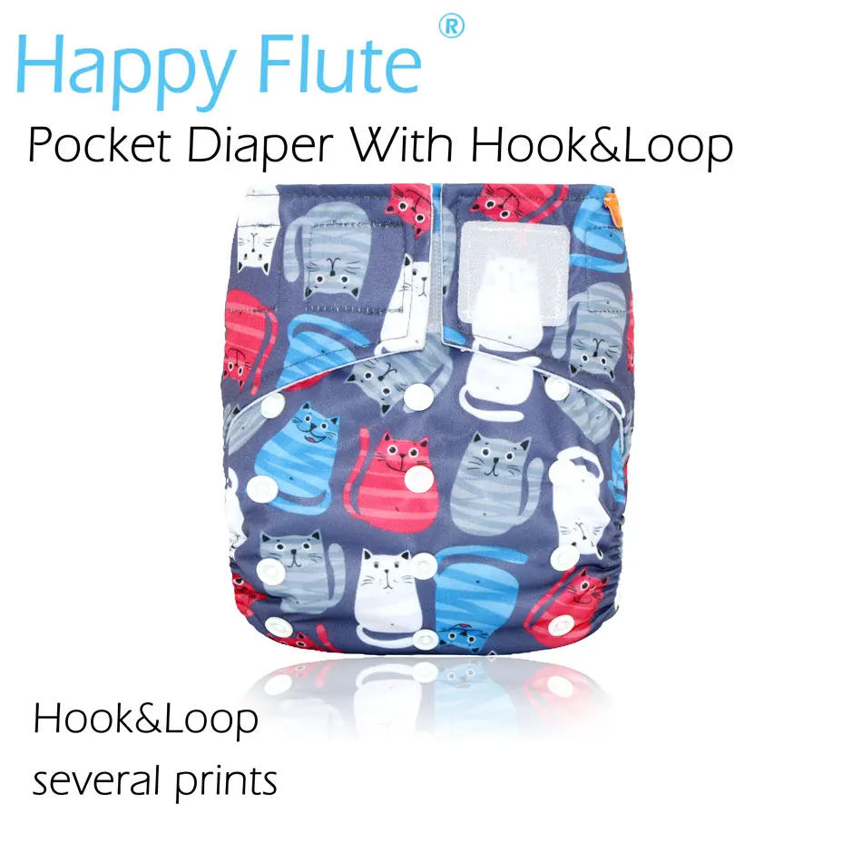 Happy Flute Hook& Loop OS Карманный тканевый подгузник, водонепроницаемый дышащий s m& L регулируемый, подходит 5-15 кг ребенка