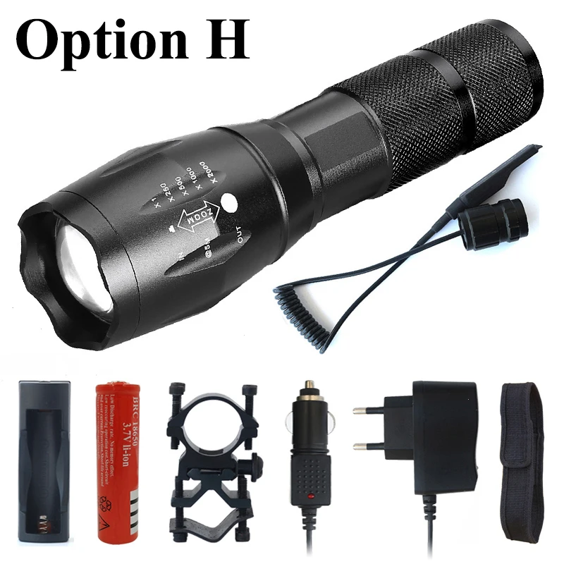 Option H Z10 Litwod C8 высокомощный тактический светодиодный светильник-вспышка XM-L2 T6 U3 для самозащиты, вспышка, светильник фонарь для охоты, велосипедный светильник - Испускаемый цвет: Option H