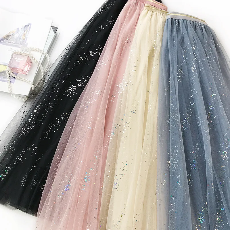 Multicolored Sequins Romantic Sweet Mesh Skirt Super Fairy Temperament Women Ball Gown C861 | Женская одежда