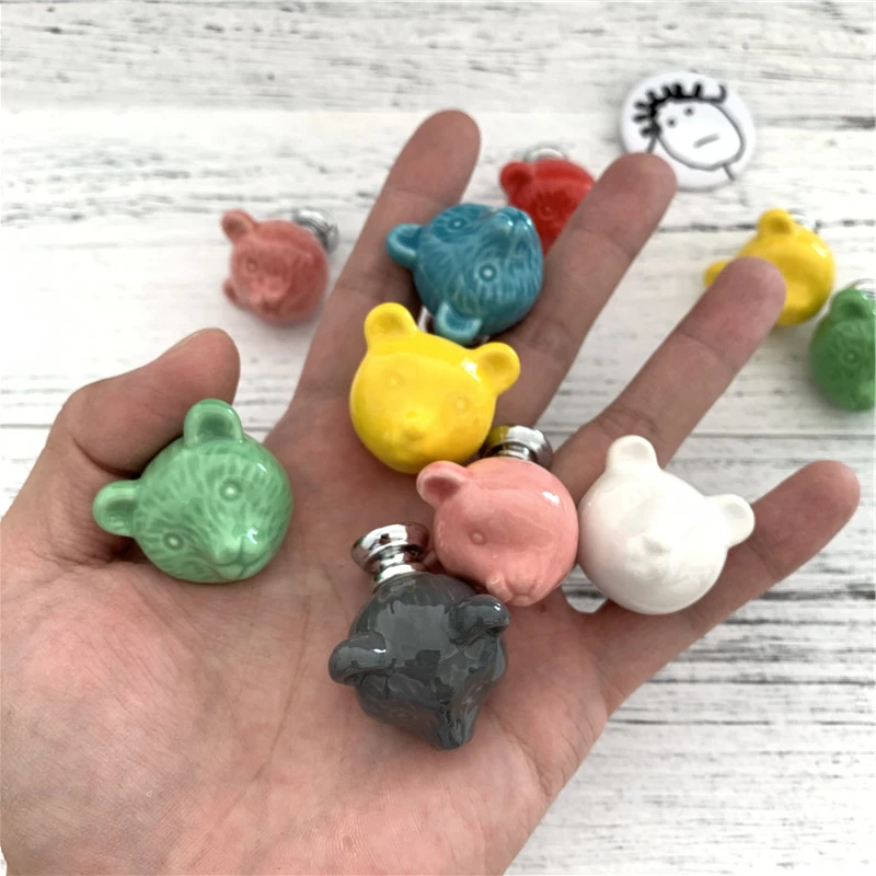 Керамические цветные ручки LCH в форме медведя фарфоровая ручка для