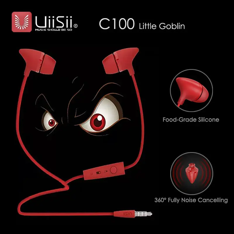 Новые наушники вкладыши с микрофоном UiiSii C100 портативные для iPhone /Xiaomi /Samsung MP3 плеер