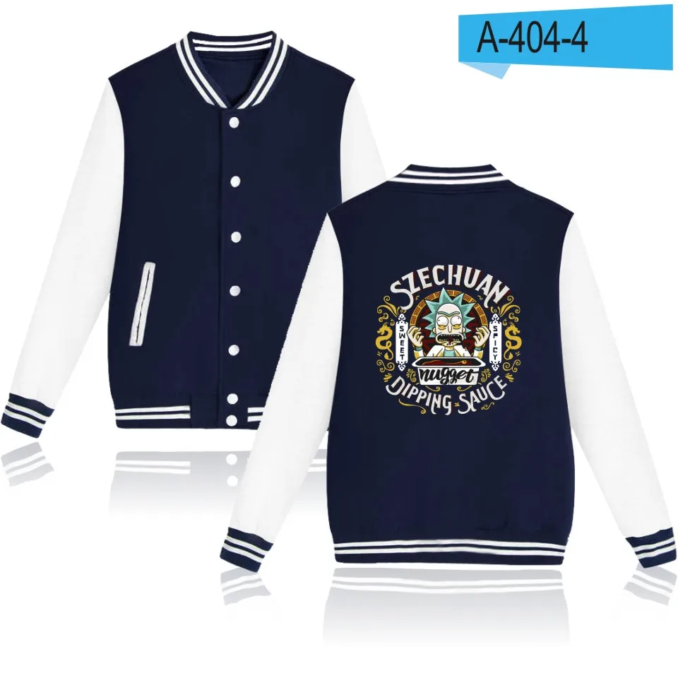 Navy Blue and White Рик и Морти бейсбольная куртка толстовка мужская зимняя повседневная США мультфильм толстовки мужская Толстовка забавная модная куртка одежда - Цвет: Navy Blue and White