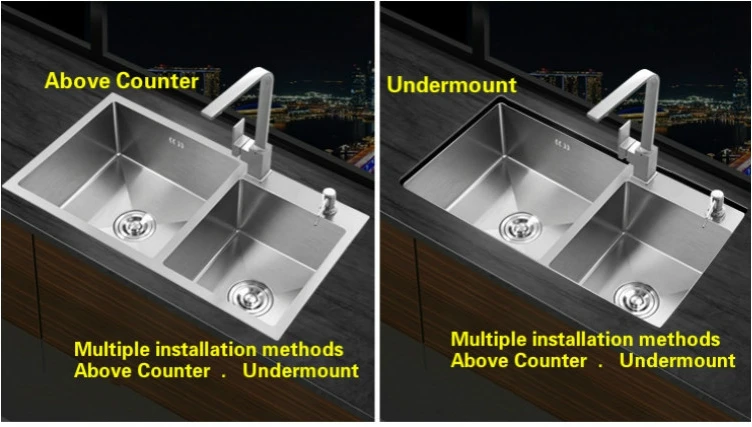 Free shipping Home wash vegetables 304 stainless steel durable luxury kitchen manual sink double groove hot sell 72x40 CM | Обустройство