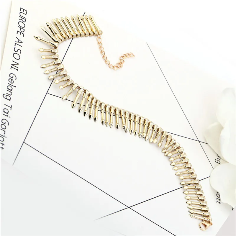 2018 New Punk Mutli CCB Strip Rivet shape Chain choker necklace Gold ladies chain necklaces trendy jewelry Women/Girl coller | Украшения и