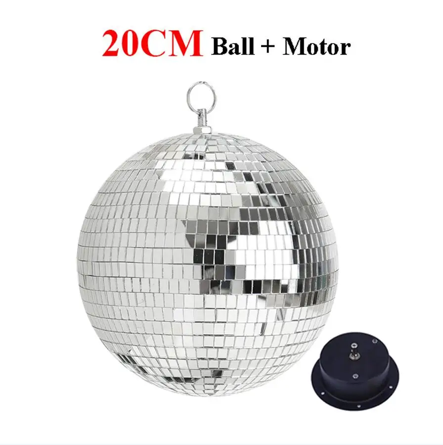 Dia20CM With Motor Thrisdar D20CM 25 см 30 см вращающееся отражающее стекло зеркало диско шар с мотором и RGB луч Pinspot DJ домашние вечерние светильник для сцены - Цвет: Dia20CM With Motor