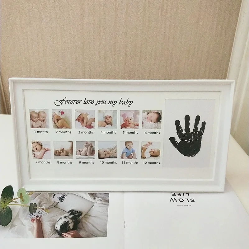 12 месяцев фото рамка, фоторамка украшения Babyroom фоторамка Love Baby Memorial растущие рамки отпечатка руки
