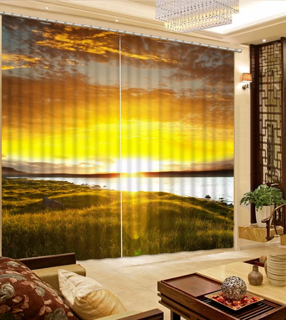 

New Custom 3D Beautiful 3D Curtain Sunset Scenery Curtain Living Room 3D Bathroom Curtain 3D Curtain Blackout
