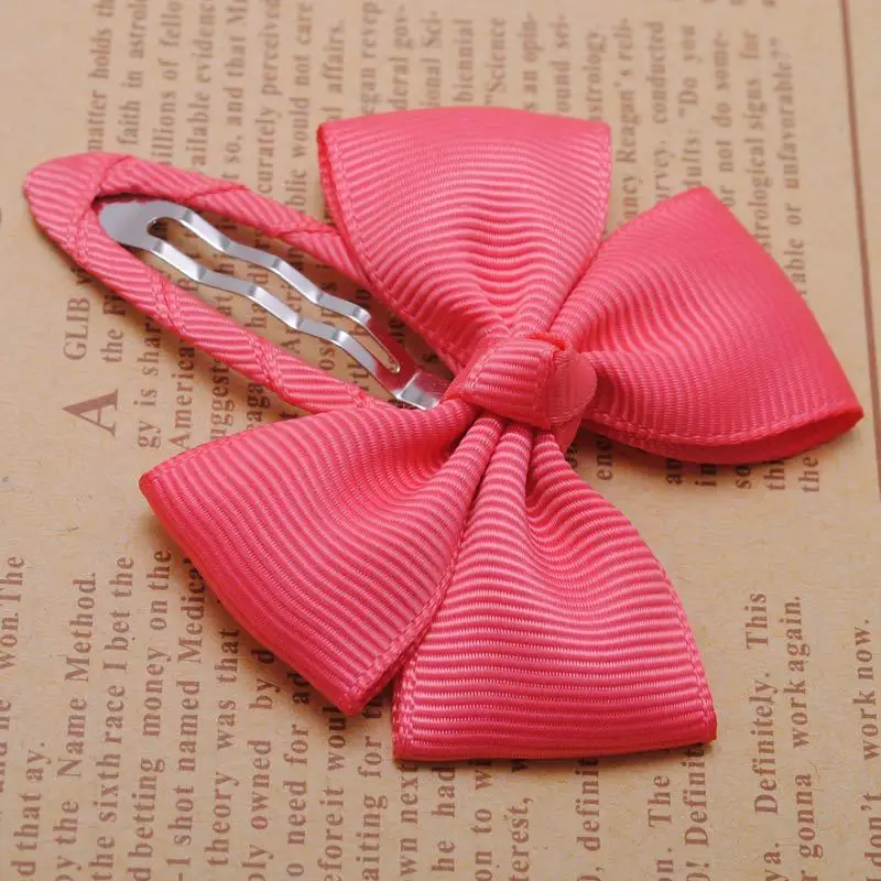 Coral Hairclips 2 шт./лот сплошная корсажная лента банты для маленьких девочек заколки для волос Детские аксессуары разные цвета - Цвет: Coral Hairclips