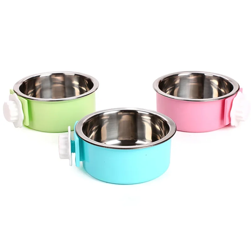 Multi-Colors Stainless Steel Dogs/cats/birds Pet Bowl Feeding Hanging In The Cage Dog Food Container Accessory For Dogs 3 Colors | Дом и сад