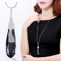 new fashion crystal water drop pendant long necklace for women jewellery dress accessories sweater necklace all match