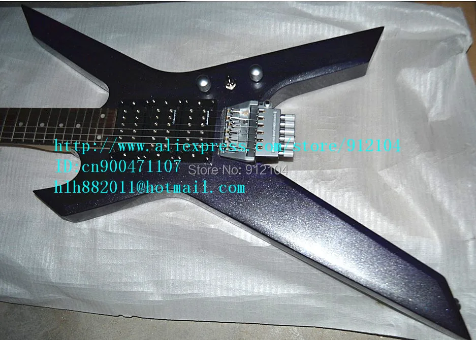 Бесплатная доставка Новая электрогитара специальной формы без головы в черном F