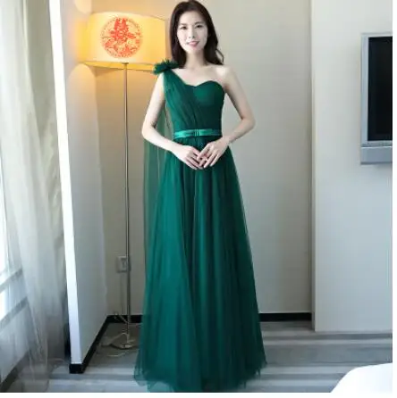 A Beauty-Emily, кружевные платья подружек невесты,, длинные, для женщин, Vestidos Para Festa, без рукавов, на шнуровке, для свадебной вечеринки, для девушек, платье для выпускного вечера - Цвет: A