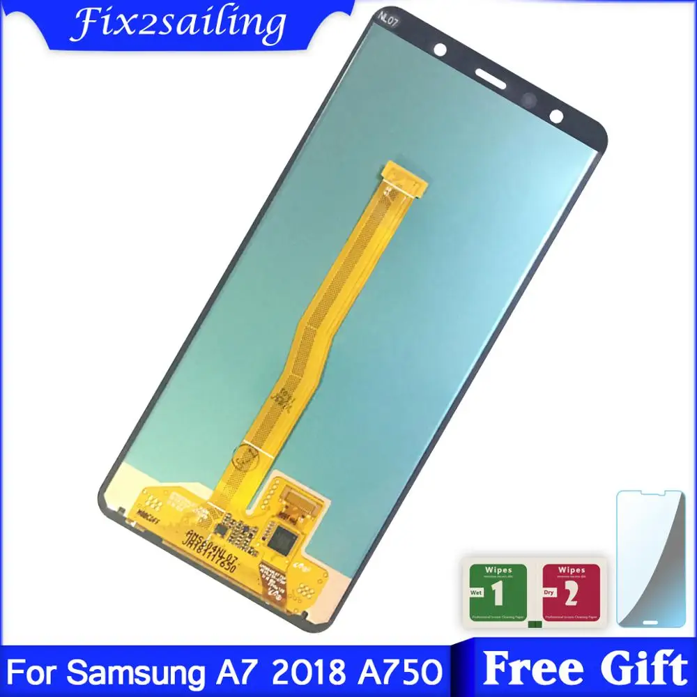 6 0 '颼% протестированный ЖК дисплей A750 для Samsung Galaxy A7 2018 SM A750F с сенсорным