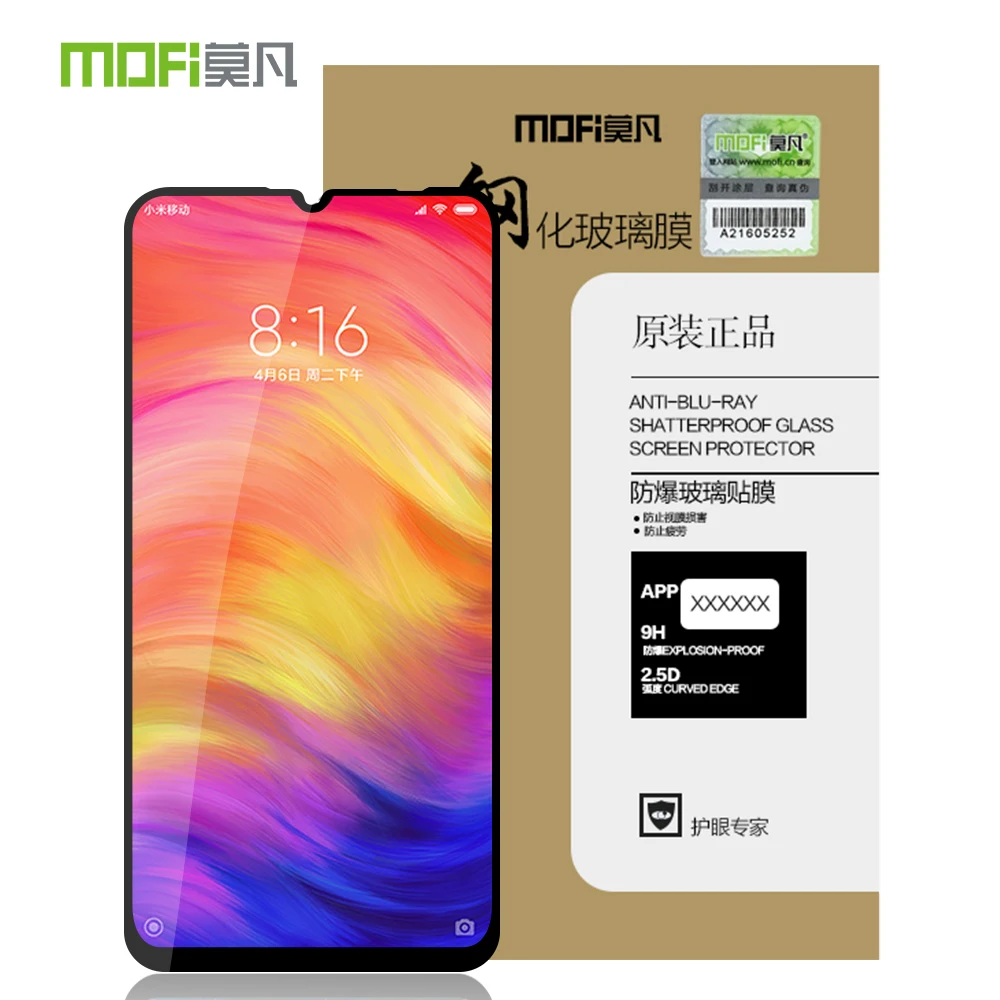 

For Xiaomi Redmi Note 7 Glass MOFi original Redmi 7 Screen Protector Protective Film Full Cover Redmi Go Tempered Glass