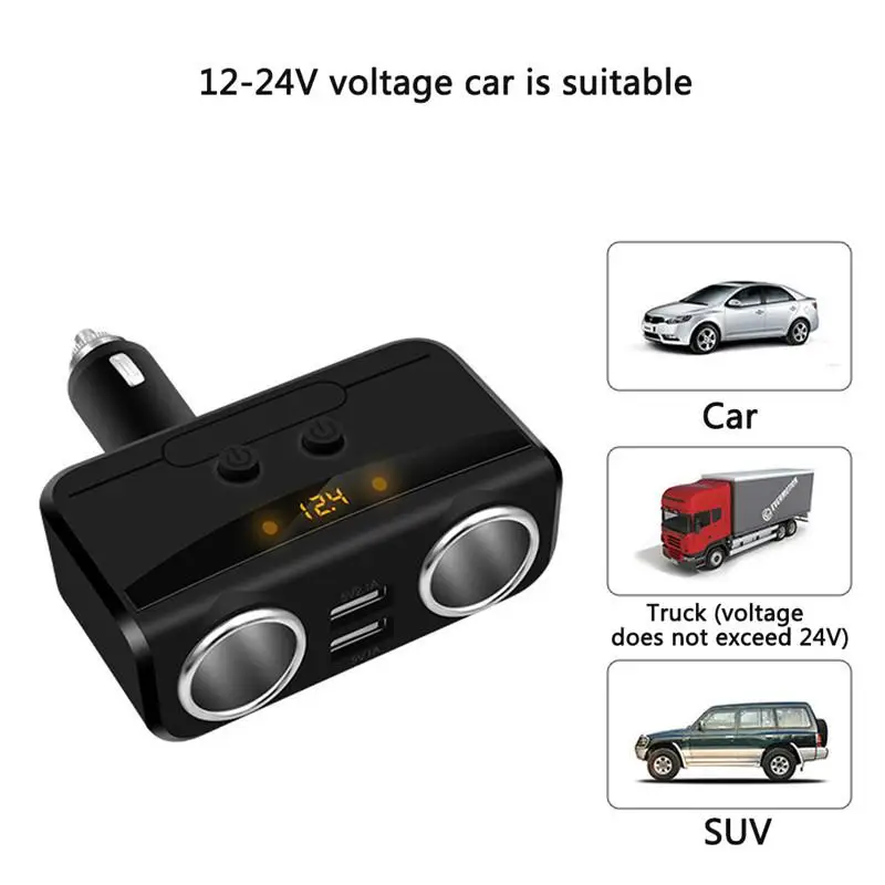 Универсальный автомобильный прикуриватель перезаряжаемый двойной USB порт