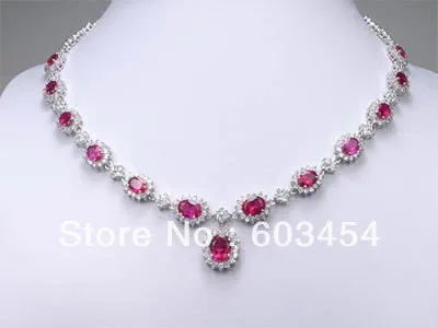 

Red Zircon stone GP Crystal Pendant Necklace / Free Shipping