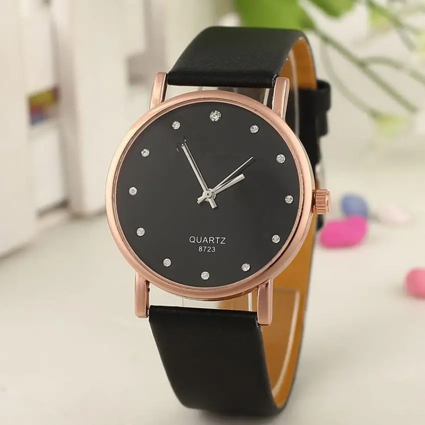 Простые повседневные женские часы ретро PU Кожаный ремешок аналоговые кварцевые