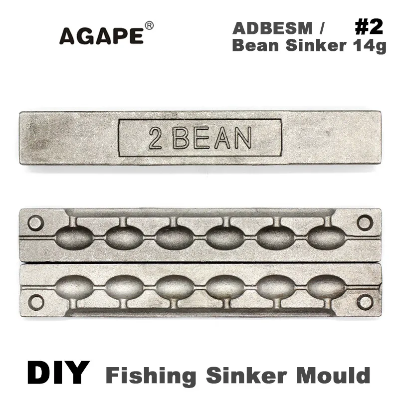 Агапэ DIY рыболовные бобовые грузила прессформы ADBESM/#2 бобовые грузила 14 г 6 полостей