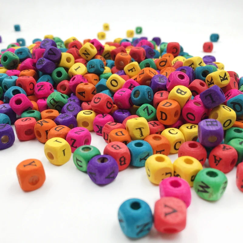 Английские буквы алфавита 200 шт 8 мм деревянные бусины для рукоделия игрушки