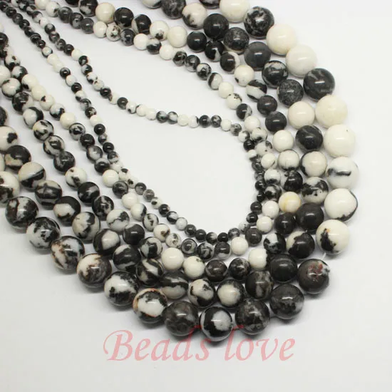 Оптовая Продажа Натуральные круглые бусины черный белый камень &quotЗебра&quot для