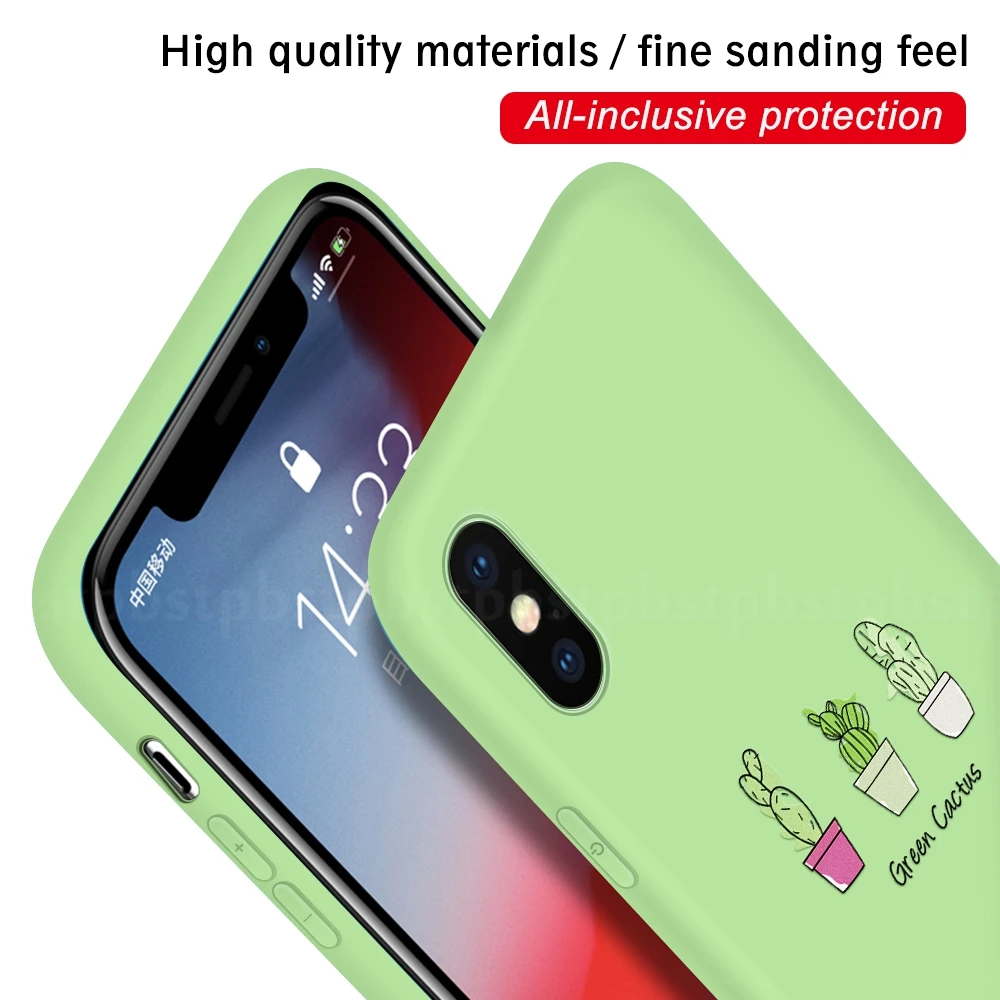 Летний зеленый Мягкий ТПУ чехол для iPhone 8 10 7 6 6s Plus X XR XS MAX 5 5S SE силиконовый защитный