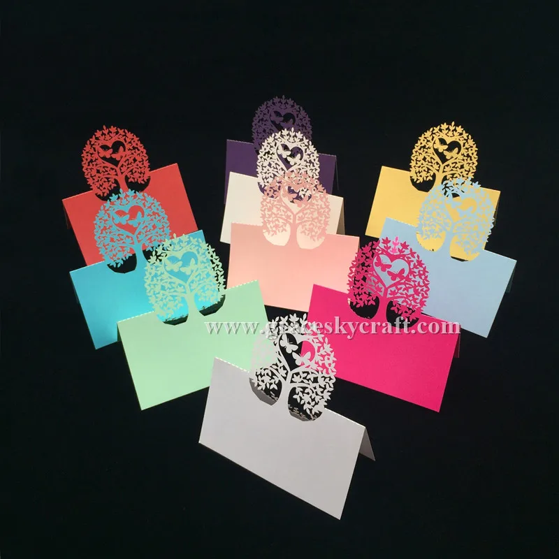 50 шт./лот Бесплатная доставка Лазерная резка Счастливое дерево бабочки Дизайн