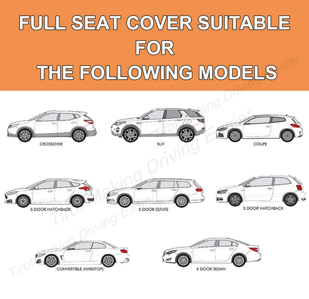 TIROL T21638b Universal Car Seat Cover Set New Black /RED 9 Pieces Covers For Crossovers SUV Sedans | Автомобили и мотоциклы