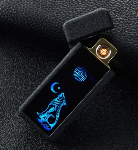 Полноэкранная электронная USB Зажигалка вольфрама турбо Зажигалка для курения - Цвет: matte black wolf