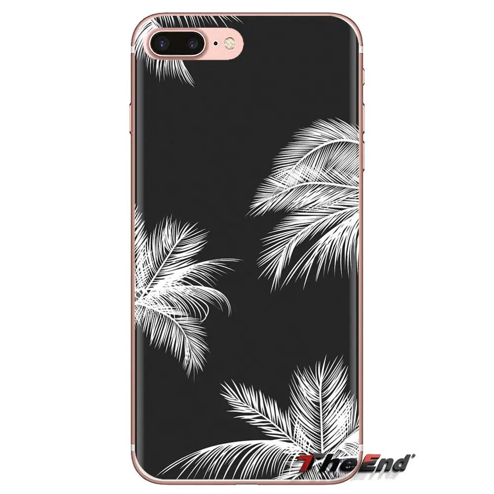 For Huawei G7 G8 P7 P8 P9 P10 P20 P30 Lite Mini Pro P Smart Plus 2017 2018 2019 Black white palm leaves trees Soft TPU Case |