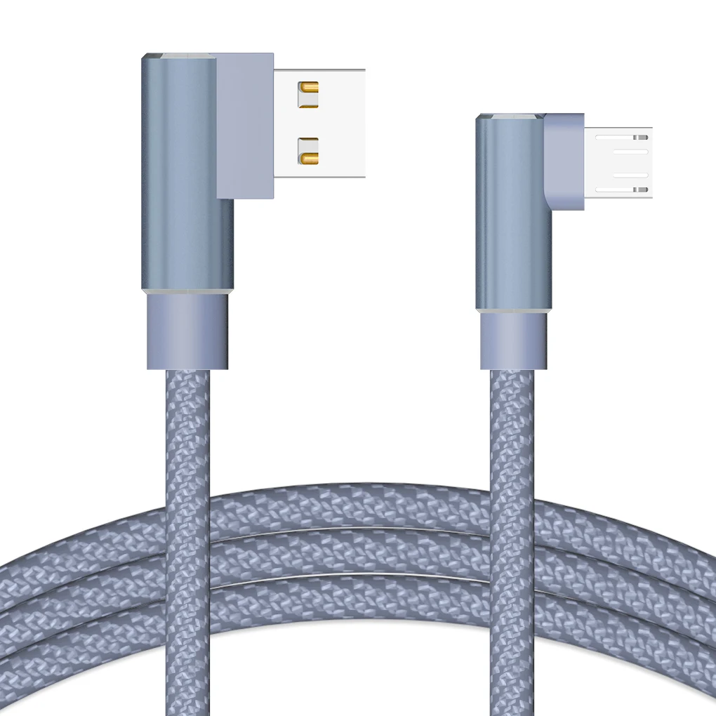 8 Pin Type-C Micro USB 1m Charging Cable Double Elbow USB Cable 2A Sync Data Nylon Woven TPE for Android IOS - Color: NO.4