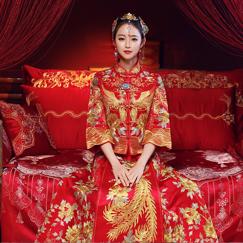 Невесты Cheongsam женские Винтажные ботинки в китайском стиле Стиль свадебное платье