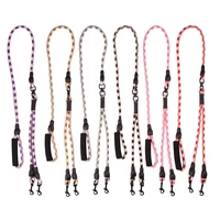 polyester cotton two dogs leash comfortable foam handle 1 leash for 2 dogs outdoor double traction rope prevent winding dog lead