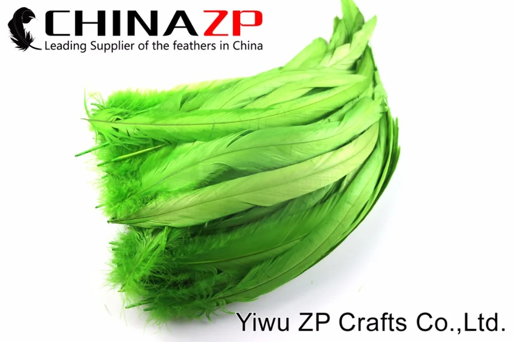 CHINAZP Factory 200 шт./лот от 25 до 30 см в длину окрашенное лаймовое зеленое перо гризли