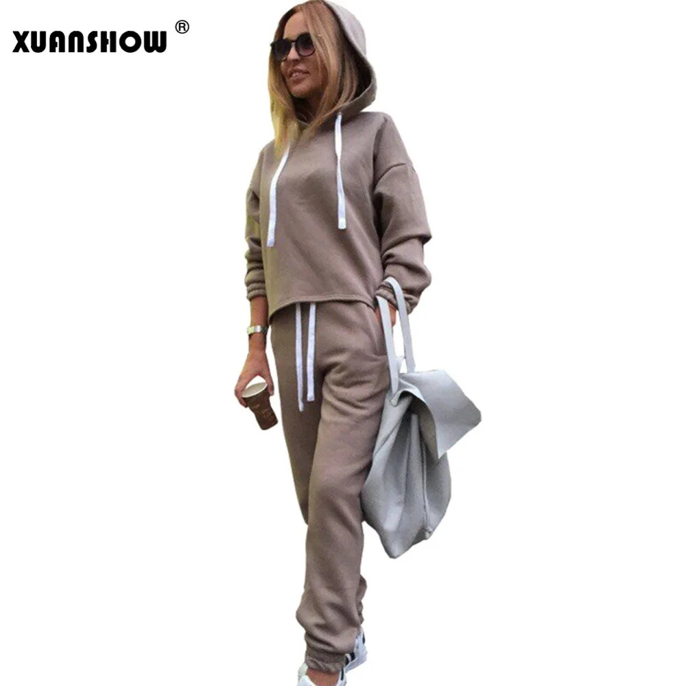 XUANSHOW 2020 осень зима ассиметричные однотонные женские наряды толстовки с длинным