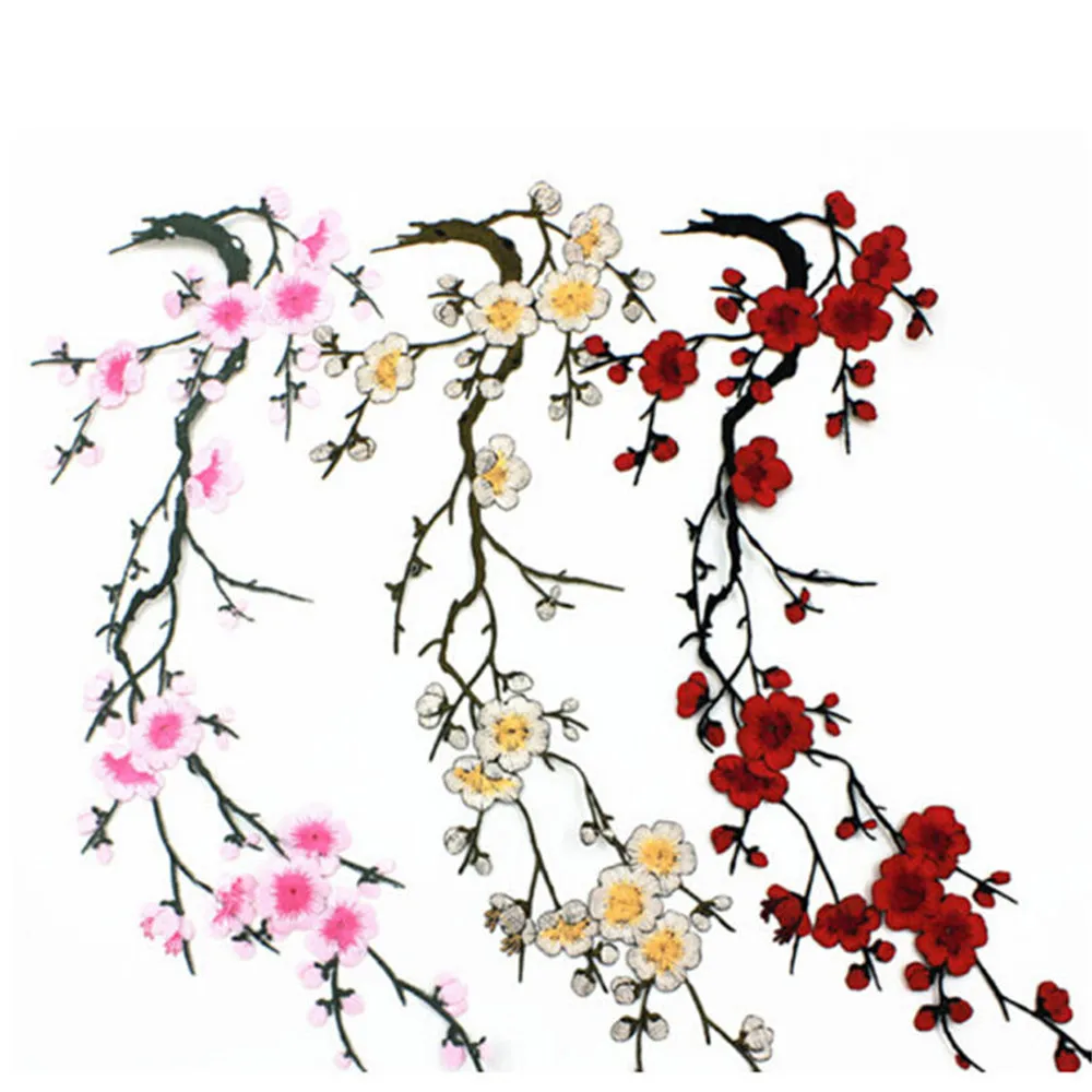 Новый цветок сливы аппликация Одежда Вышивка патч ткань наклейка утюжок на шитье