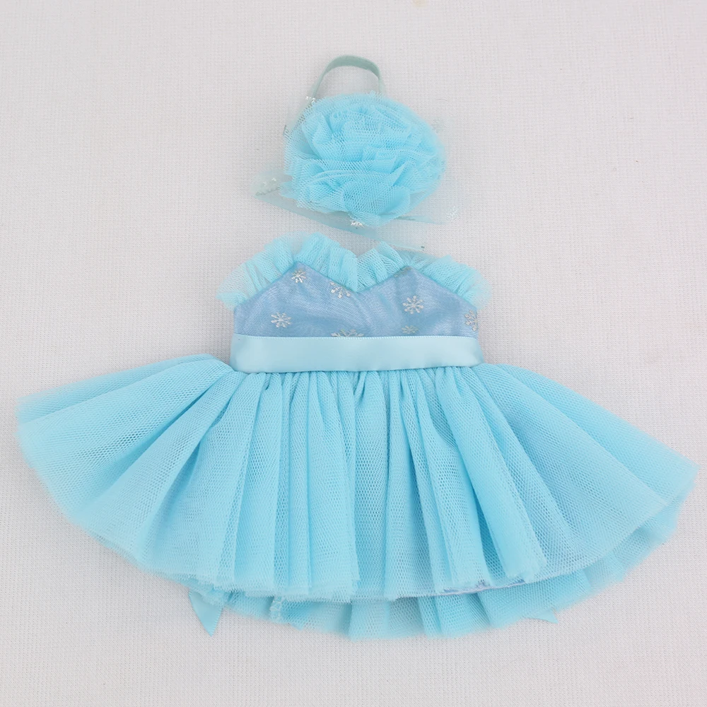 NPK Reborn Baby Doll Голубое платье для девочек Костюм принцессы Милые Veautiful 10 дюймов детей 25 см одежда светло-голубое небо цветок NPKDOLL