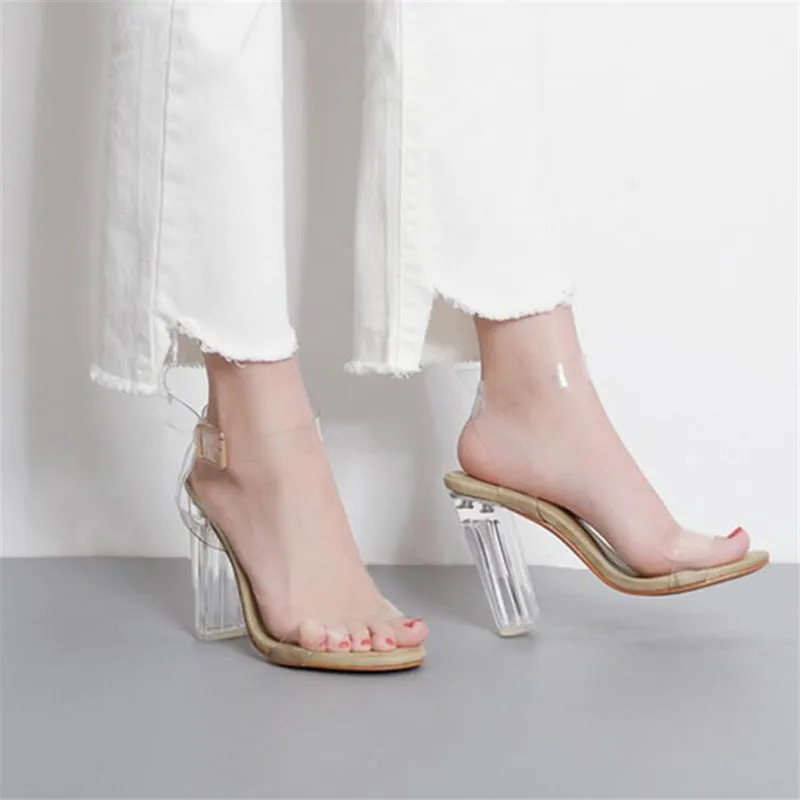 Женские босоножки Ремешок на щиколотке высокий каблук из плексигласа ПВХ