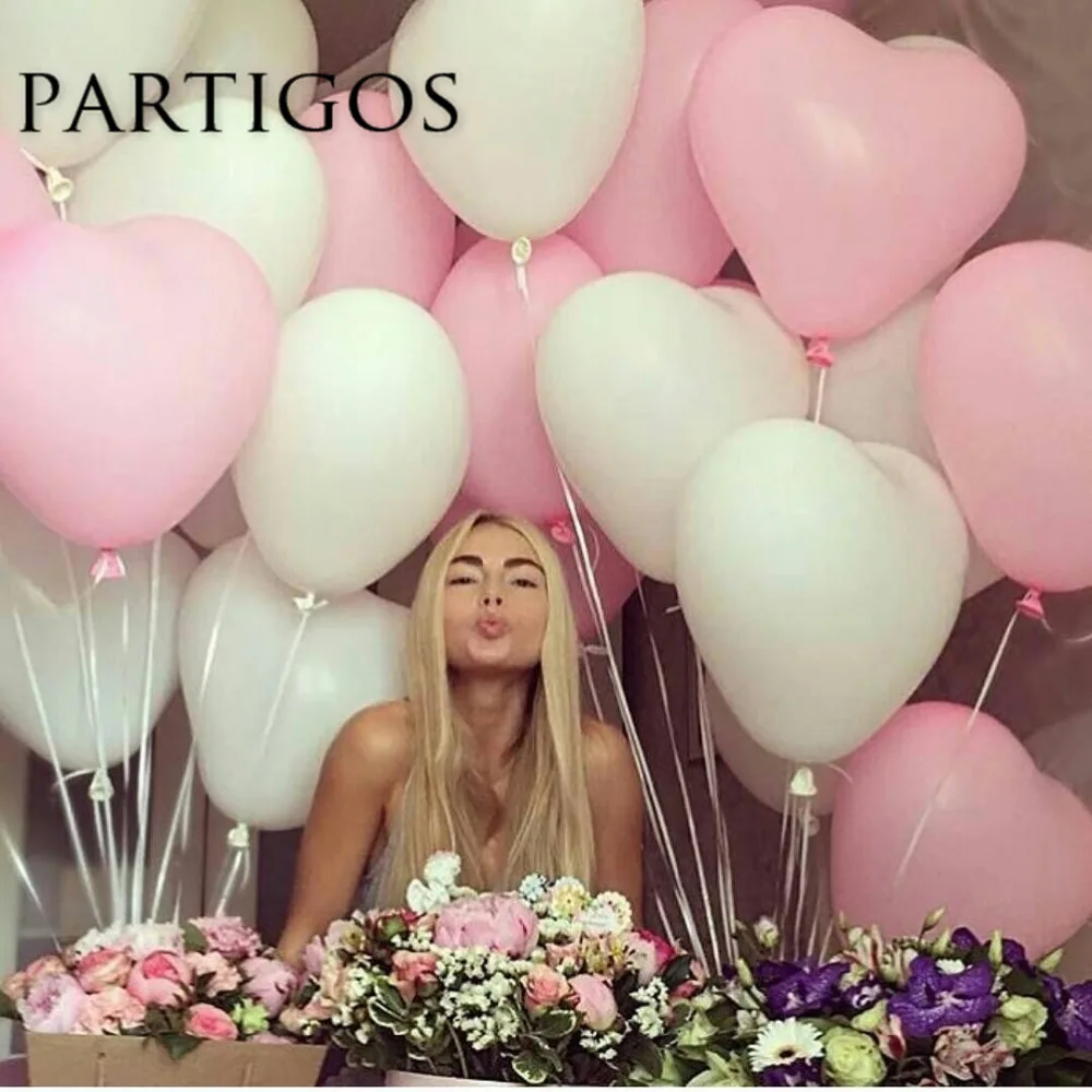 30 шт 2 г 10 дюймов красный розовый белый латексные воздушные шары сердце Свадебный