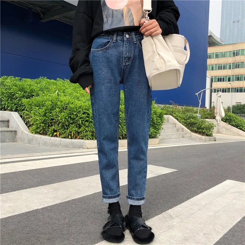 XIZIHUPAN Boyfriend Jeans For Women High Waist Straight Loose Full Length Pants Female Button Trousers Korean Clothes Fashion |