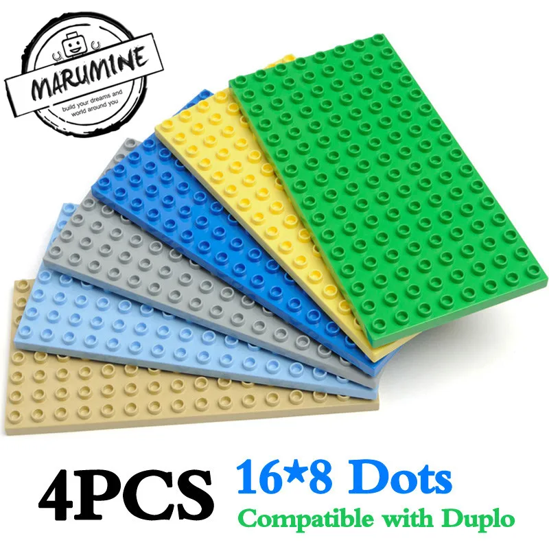 MARUMINE кирпичи 8x16 точек Duplo Baseplate 4 шт./Партия Детские городские строительные блоки запчасти строительные Развивающие игрушки для детей