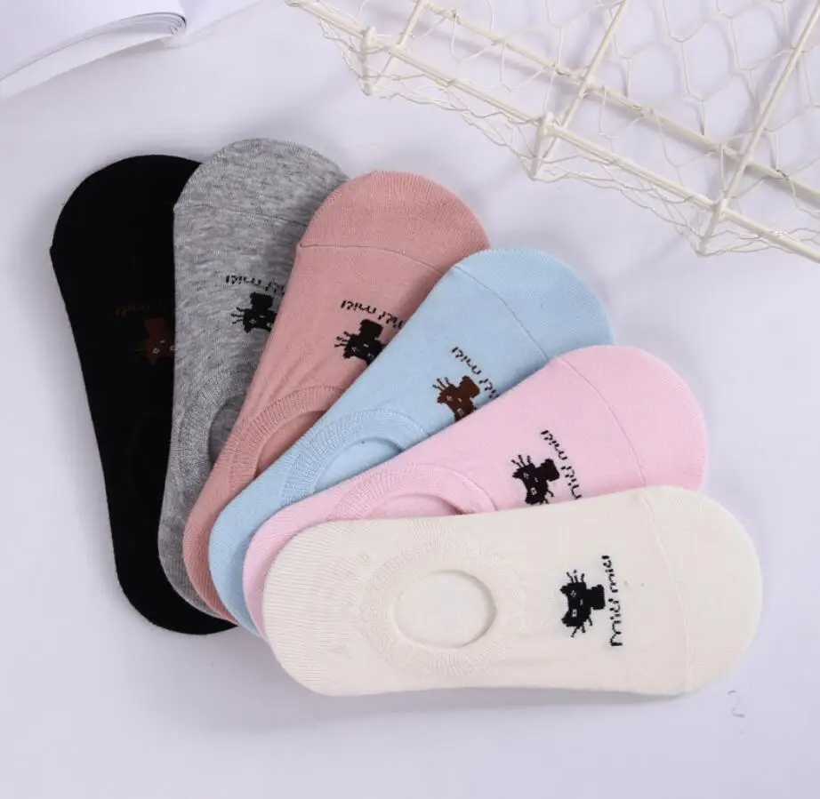 Летние женские носки нескользящие силиконовые носки-невидимки из хлопка