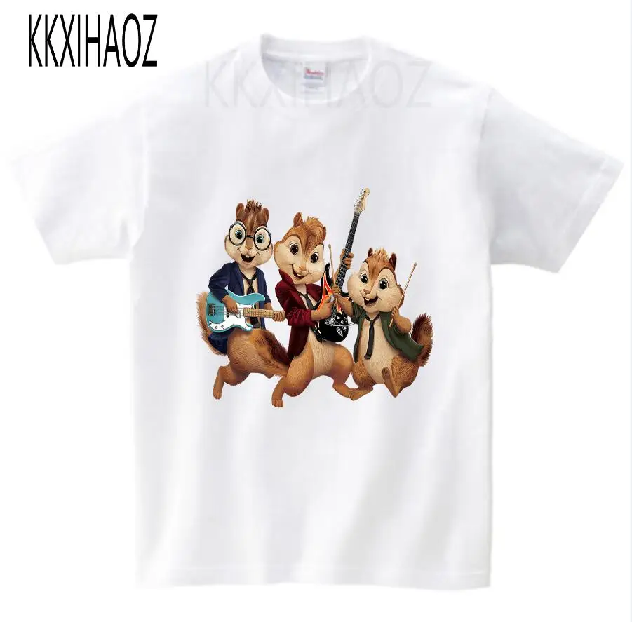 white childreT-shirt Куртки «Элвин и Бурундук», красная хлопковая футболка, коллекция года, Детская летняя одежда с короткими рукавами, одежда для мальчиков и девочек NN - Цвет: white childreT-shirt