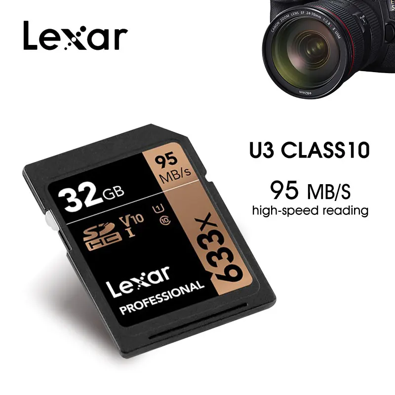 Lexar Высокая емкость 633x sd-карта 32 Гб 64 Гб 128 ГБ 256 ГБ 512 Гб карта памяти USH-1 U3 высокая скорость