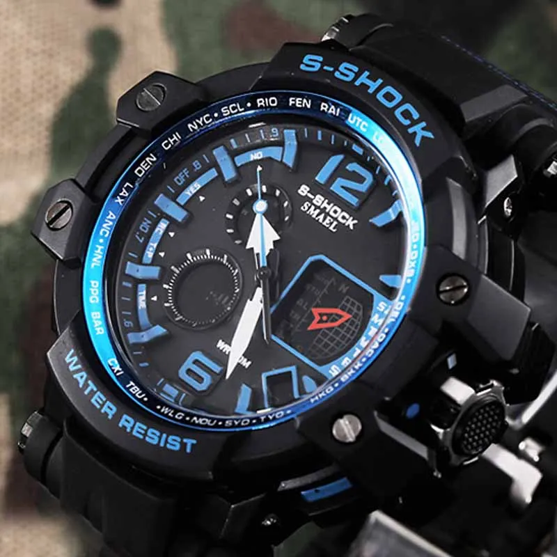 Fashion Men Watch Double Depth Waterproof Shockproof Mountaineering Leisure Watches Outdoor Sports Digital Wristwatches Sale | Наручные