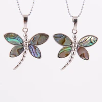 cdragonfly jewellery natural abalone shell paua pendants rhinestone crystal zircon beads men women retro animal pendant d376
