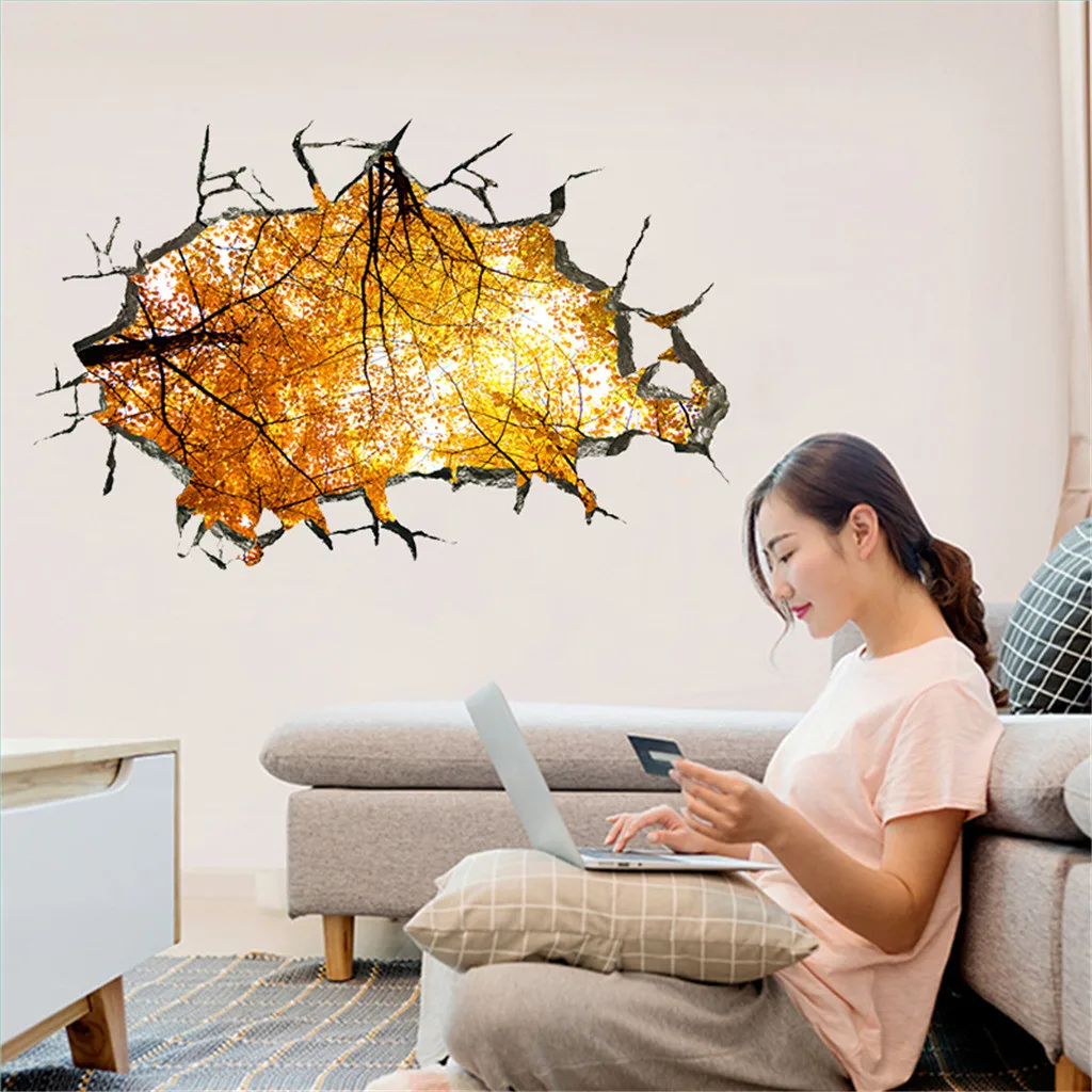Стена kakuder стикер 3D @ Осенняя декорация наклейка съемный художественный