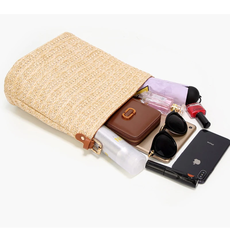 

2018 summer new bow straw package simple large capacity wild single shoulder diagonal woven ladies bag