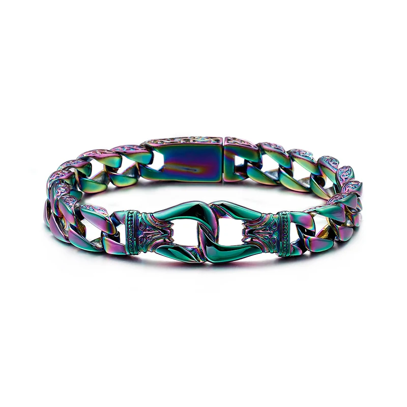 Multicolor Качественный золотой цвет из нержавеющей стали мужской браслет мужские s браслеты ручная цепочка браслет брелоки роскошные мужские ювелирные изделия Прямая поставка - Окраска металла: Multicolor