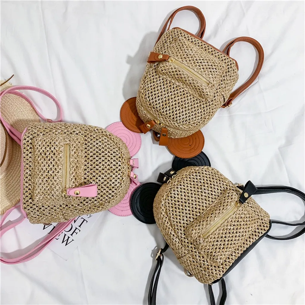 Соломенный рюкзак Aelicy для женщин милые мини-сумки на плечо Плетеный ажурный